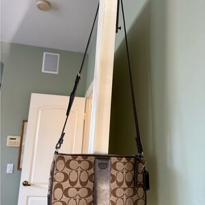 Coach Tan and Brown Signature Crossbody